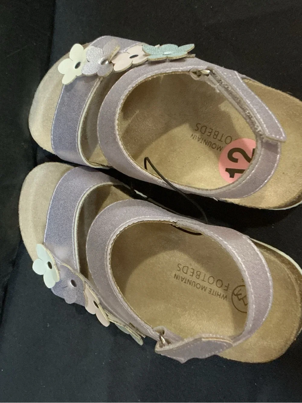 Sandals White Mountain Girls Lavender Metallic Flower Strap Sandals sz 12 flower